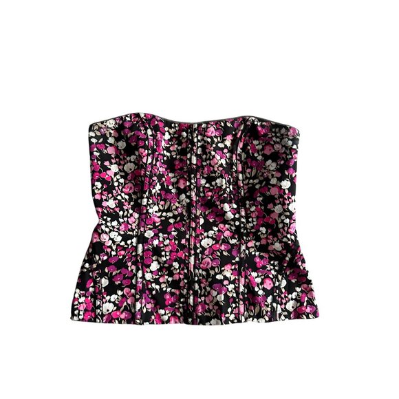 WHITE HOUSE BLACK MARKET WHBM Floral Belted Corset Top Size 6 - Picture 8 of 8